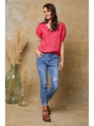 Joséfine Lniana koszulka "Quinto" w kolorze różowym rozmiar: XXL. Różowe t-shirty damskie Joséfine, xxl, bez wzorów, ze lnu, bez kołnierzyka. Za 108.99 zł.