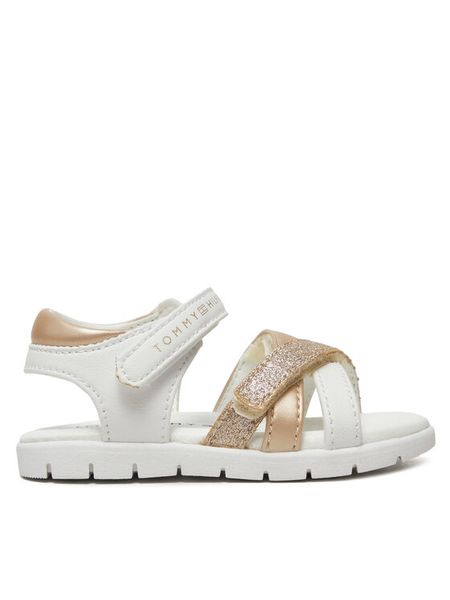 Tommy Hilfiger Sandały Velcro Sandal T1A2-33770-0273 M Biały. Białe sandały dziewczęce Tommy Hilfiger, ze skóry, bez zapięcia. Za 169.99 zł.