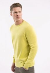 Lekki sweter S-RADO. Żółte swetry męskie Volcano, l, bez wzorów, z bawełny, bez kołnierzyka. Za 139.99 zł.