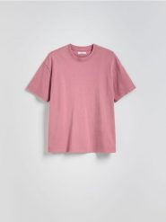 T-shirt z efektem sprania - jasnofioletowy. Fioletowe t-shirty damskie Reserved, l, bez wzorów, z bawełny, bez kołnierzyka. W wyprzedaży za 35.99 zł.