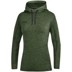 Bluza damska z kapturem Jako Premium Basics. Zielone bluzy sportowe damskie Jako, s, bez wzorów, z bawełny, bez ramiączek, długie, z kapturem. Za 240.85 zł.
