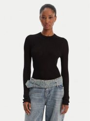 HUGO Sweter Somya_B 50554221 Czarny Slim Fit. Czarne swetry klasyczne damskie Hugo, s, z wiskozy, bez kołnierzyka. Za 449.99 zł.