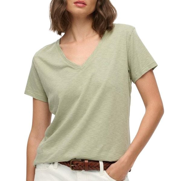 Damska koszulka z dekoltem w szpic Superdry Slub Emb de Studios. Zielone t-shirty damskie Superdry., m, bez wzorów, z bawełny, bez kołnierzyka. Za 138.10 zł.
