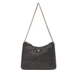 Torebka Guess. Czarne torebki klasyczne damskie Guess, z aplikacjami, wizytowe, bez kołnierzyka, bez ramiączek. Za 489.99 zł.