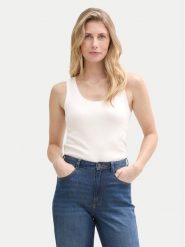 Tom Tailor Top 1045540 Biały Regular Fit. Białe topy damskie Tom Tailor, xl, bez wzorów, z bawełny, bez kołnierzyka. Za 49.99 zł.