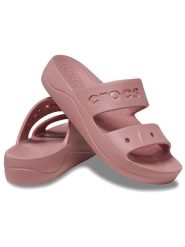 Crocs Klapki "Baya" w kolorze szaroróżowym rozmiar: 34/35. Różowe klapki damskie Crocs, bez wzorów, bez obcasa, na platformie. Za 114.98 zł.