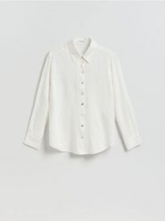 Koszula z wiskozą - biały. Białe koszule damskie Reserved, l, bez wzorów, z lyocellu, bez kołnierzyka, bez ramiączek. Za 89.99 zł.