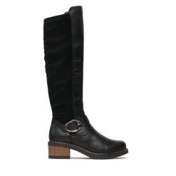 Kozaki Remonte. Czarne kozaki damskie Remonte, bez obcasa, na słupku. Za 431.00 zł.