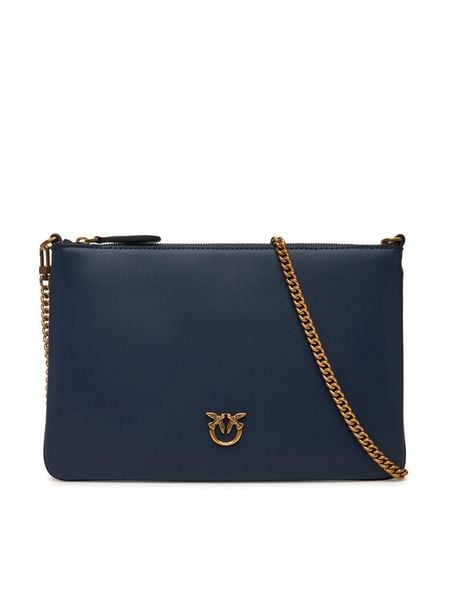 PINKO Torebka Flat Classic AI 25-26 PCPL 100455 A0F1 Granatowy. Niebieskie torebki klasyczne damskie Pinko, bez wzorów, ze skóry, wizytowe, bez kołnierzyka, bez ramiączek. Za 489.99 zł.
