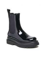 Jenny Fairy Botki WS9157-01 Czarny. Czarne botki damskie Jenny Fairy, ze skóry, bez obcasa, na płaskiej podeszwie, bez zapięcia. Za 107.98 zł.