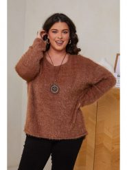 Curvy Lady Sweter w kolorze jasnobrązowym rozmiar: 44/46. Brązowe swetry klasyczne damskie Curvy Lady, ze splotem, bez kołnierzyka. Za 118.84 zł.