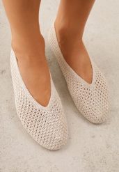 Beżowe Szydełkowe Balerinki VICES z Plecionki Wolfs. Brązowe baleriny damskie Born2be, bez wzorów, z jeansu, bez obcasa. Za 99.99 zł.