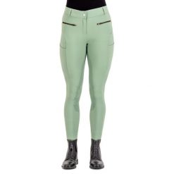 Damskie spodnie jeździeckie o pełnej przyczepności HV Polo Favourite Sporty. Zielone spodnie materiałowe damskie HV POLO, bez wzorów, sportowe. Za 521.50 zł.