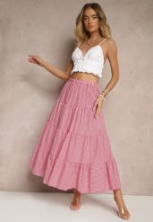 Czerwona Spódnica w Kratkę z Bawełny o Rozkloszowanym Kroju Stemani. Czerwone spódniczki damskie Renee, m, bez wzorów, z bawełny, eleganckie, maxi, rozkloszowane. Za 69.99 zł.