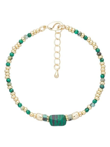 U.S. Polo Assn. Pozłacana bransoletka z malachitem i turkusem rozmiar: onesize. Zielone bransoletki damskie U.S. Polo Assn., metalowe. Za 69.99 zł.