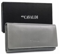 Portfel damski 4U Cavaldi RD-12-GCL szary. Szare portfele damskie 4U Cavaldi, bez wzorów, ze skóry. Za 99.99 zł.