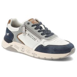 Granatowe Sneakersy Mustang Sportowe Obuwie Męskie. Białe buty sportowe na co dzień męskie Mustang, z materiału, bez zapięcia, trekkingowe. Za 319.00 zł.