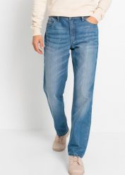 Dżinsy ze stretchem regular fit straight. Czarne jeansy męskie bonprix. Za 129.99 zł.