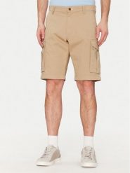 Gant Szorty materiałowe 205069 Beżowy Relaxed Fit. Brązowe szorty męskie Gant, z bawełny, bez kołnierzyka. Za 299.99 zł.