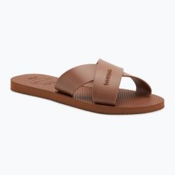 Klapki damskie Havaianas Aqua. Brązowe klapki damskie Havaianas, bez wzorów, bez obcasa. Za 83.99 zł.