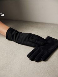 Rękawiczki z imitacji zamszu - czarny. Czarne rękawiczki damskie Sinsay, bez wzorów. Za 15.99 zł.