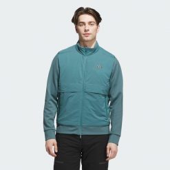 Kurtka Ultimate365 Tour Frostguard Full-Zip. Niebieskie kurtki męskie Adidas, bez wzorów, sportowe, bez kaptura. Za 999.00 zł.