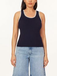 Scotch & Soda Top w kolorze granatowo-białym rozmiar: S. Białe topy damskie Scotch & Soda, s, bez wzorów, prążkowane, bez kołnierzyka. Za 101.23 zł.