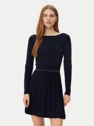 Morgan Sukienka dzianinowa 251-RMCLO Granatowy Slim Fit. Niebieskie sukienki damskie Morgan, s, bez wzorów, z dzianiny, bez kołnierzyka, bez ramiączek. Za 279.99 zł.
