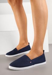 Granatowe Tenisówki Vices o Klasycznym Fasonie przed Kostkę Telmira. Niebieskie trampki i tenisówki damskie Born2be, bez wzorów, z jeansu, przed kostkę. Za 39.99 zł.