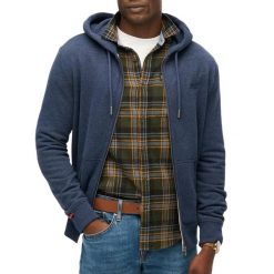 Rozpinana bluza z kapturem z logo essential Superdry. Niebieskie bluzy z kapturem męskie Superdry., m. Za 337.40 zł.