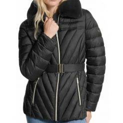 Kurtka MICHAEL KORS W FX FUR TRIM Czarny. Czarne kurtki damskie MICHAEL KORS ACCESS, m, bez wzorów, z tkaniny, bez kaptura. Za 1,094.99 zł.