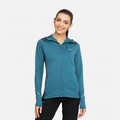 Bluza damska VIKING Birger Lady rozpinana z kapturem. Niebieskie bluzy sportowe damskie VIKING, l, bez wzorów, z elastanu, bez ramiączek, długie, z kapturem. Za 349.90 zł.