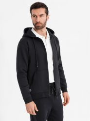 Rozpinana bluza dresowa hoodie w stylu streetwearowym – czarna V3 OM-SSZP-0213 - XXL. Czarne bluzy z kapturem męskie Ombre Clothing, l, z bawełny. Za 161.99 zł.