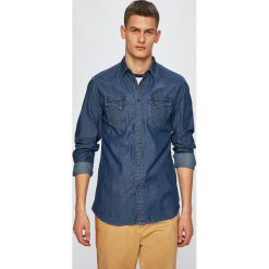 Trussardi Jeans - Koszula. Niebieskie koszule męskie TRUSSARDI JEANS, bez wzorów, z bawełny, bez kołnierzyka, bez ramiączek. W wyprzedaży za 269.90 zł.