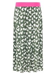 Zwillingsherz Spódnica "Hearts Allover" w kolorze khaki rozmiar: S/M. Brązowe spódniczki damskie Zwillingsherz, m, bez wzorów, z wiskozy, maxi, proste. Za 114.17 zł.