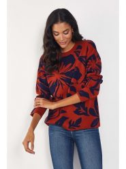 Milan Kiss Sweter w kolorze czerwono-granatowym ze wzorem rozmiar: L. Czerwone swetry klasyczne damskie Milan Kiss, l, bez kołnierzyka. Za 130.99 zł.