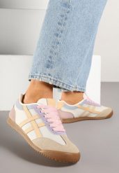 Beżowo-Różowe Sneakersy Typu Klasyczne Tenisówki Isnnoria. Brązowe trampki i tenisówki damskie Renee, bez wzorów, z jeansu. Za 74.99 zł.