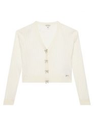 Guess Kardigan J6RR11 Z4530 Biały Regular Fit. Białe swetry dziewczęce Guess, z aplikacjami, z syntetyku, bez kołnierzyka. Za 269.99 zł.