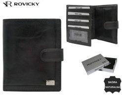 Portfel skórzany Rovicky PC-108L-BAR czarny. Czarne portfele męskie ROVICKY, bez wzorów, ze skóry. Za 85.99 zł.
