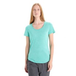 Koszulka Turystyczna Damska Icebreaker Sphere II SS Scoop T-Shirt. Zielone bluzki damskie Icebreaker, s, bez wzorów, bez kołnierzyka. Za 255.68 zł.