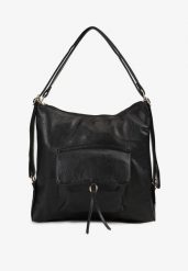 Czarna Torebka Shopper z Regulowanymi Rączkami i Dodatkową Kieszenią z Przodu Erirae. Czarne shopper bag damskie Born2be, bez wzorów, z materiału, bez dodatków. Za 99.99 zł.