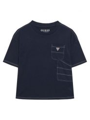 Guess T-Shirt L6RI07 K8HM4 Granatowy Regular Fit. Niebieskie t-shirty chłopięce Guess, z aplikacjami, z bawełny, bez ramiączek. Za 129.99 zł.