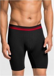 Długie bokserki o dopasowanym kroju z bawełną (2 pary). Czarne bokserki męskie bonprix, bez wzorów, z bawełny. Za 62.99 zł.