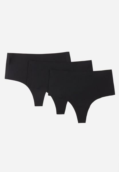 Czarne 3-Pack Majtki Stringi z Wysokim Stanem o Bezszwowym Wykończeniu Zerissa. Czarne stringi damskie Born2be, l, bez wzorów. Za 49.99 zł.