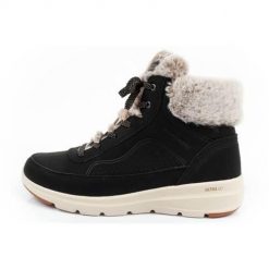 Buty do chodzenia damskie Skechers 144199BLK. Czarne buty sportowe na co dzień damskie Skechers, bez wzorów, z materiału, trekkingowe. Za 376.00 zł.