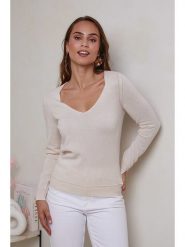 Soft Cashmere Kaszmirowy sweter w kolorze kremowym rozmiar: M. Brązowe swetry klasyczne damskie Soft Cashmere, m, z kaszmiru, bez kołnierzyka. Za 202.03 zł.