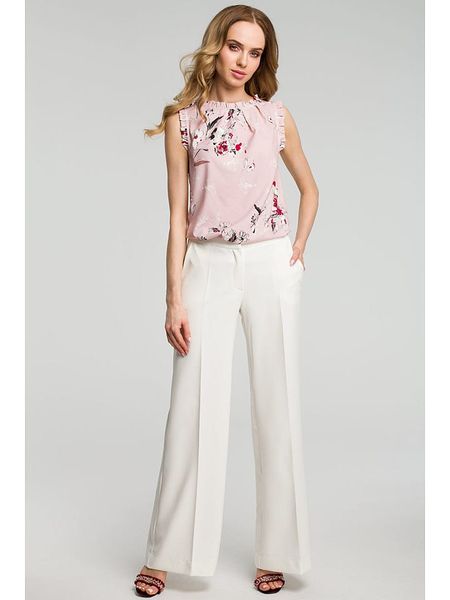 Made of emotion Spodnie w kolorze kremowym rozmiar: L. Brązowe spodnie materiałowe damskie Made Of Emotion, bez wzorów, z materiału. Za 169.99 zł.