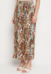 Beżowa Plisowana Spódnica z Metalicznym Nadrukiem Firolene. Brązowe spódniczki damskie Born2be, l, bez wzorów, eleganckie, z podwyższonym stanem, maxi. Za 74.99 zł.