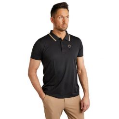 Koszulka polo do jazdy konnej Montar MoDrake Contrast Rib and Logo. Czarne koszulki polo męskie MONTAR, na lato, m, z aplikacjami, bez ramiączek. Za 334.50 zł.