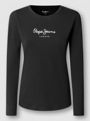 Pepe Jeans Koszulka "New Virginia" w kolorze czarnym rozmiar: S. Czarne bluzki damskie Pepe Jeans, s, bez wzorów, z jeansu, bez kołnierzyka. Za 104.99 zł.
